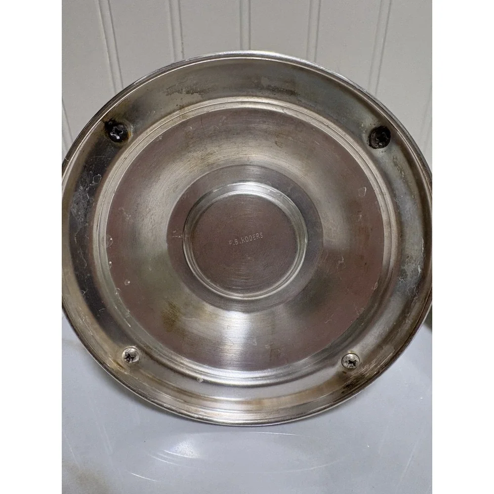 FB Rogers Silver Co. Silver Plate Gravy Boat on Heating Stand